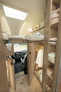 Plenty of storage space and a sturdy partition between the living room and cab (coachbuilt models)